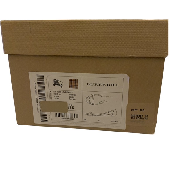 Authentic BURBERRY Beige Nova Check Canvas Patent Leather Shoes Size 38.5 - Picture 9 of 10